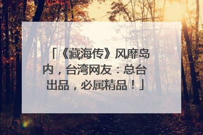 《藏海传》风靡岛内，台湾网友：总台出品，必属精品！