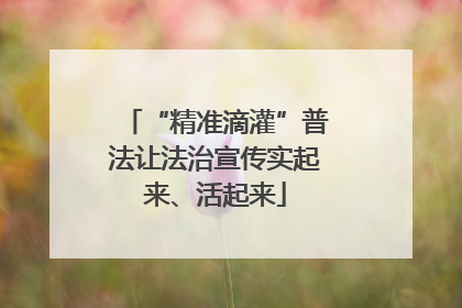 “精准滴灌”普法让法治宣传实起来、活起来