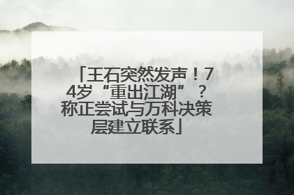 王石突然发声！74岁“重出江湖”？称正尝试与万科决策层建立联系
