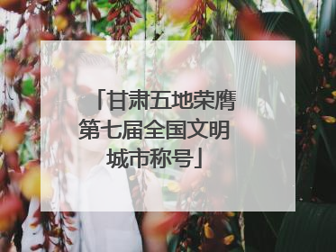 甘肃五地荣膺第七届全国文明城市称号