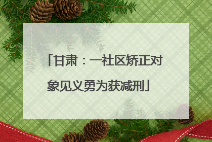 甘肃：一社区矫正对象见义勇为获减刑