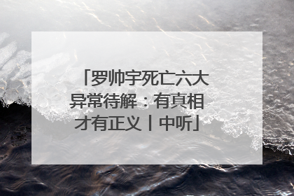 罗帅宇死亡六大异常待解：有真相才有正义丨中听