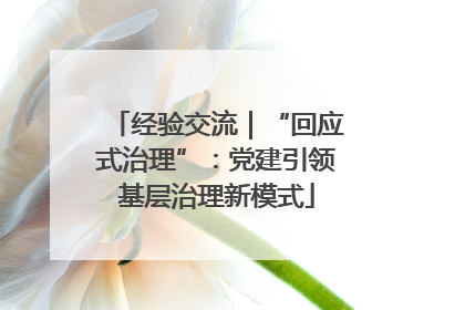 经验交流｜“回应式治理”：党建引领基层治理新模式