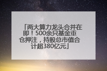 两大算力龙头合并在即！500余只基金重仓押注，持股总市值合计超380亿元