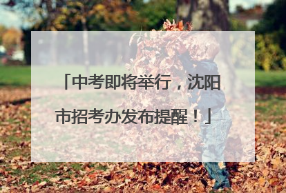 中考即将举行，沈阳市招考办发布提醒！