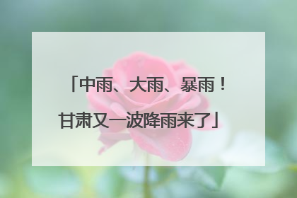 中雨、大雨、暴雨！甘肃又一波降雨来了