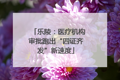 乐陵：医疗机构审批跑出“四证齐发”新速度