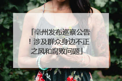 亳州发布巡察公告！涉及群众身边不正之风和腐败问题