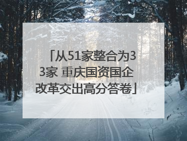 从51家整合为33家 重庆国资国企改革交出高分答卷