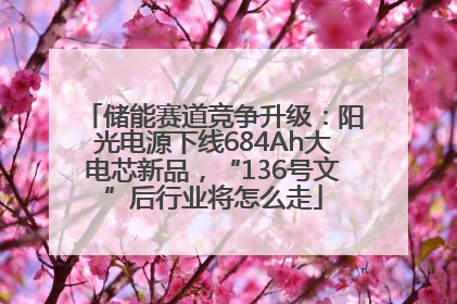 储能赛道竞争升级：阳光电源下线684Ah大电芯新品，“136号文”后行业将怎么走