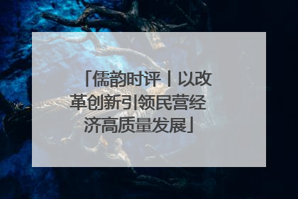 儒韵时评丨以改革创新引领民营经济高质量发展