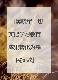 吴晓军：切实把学习教育成果转化为惠民实效
