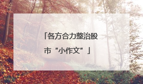 各方合力整治股市“小作文”