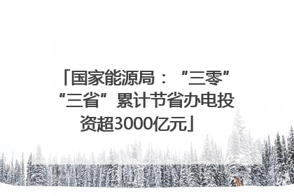 国家能源局：“三零”“三省”累计节省办电投资超3000亿元