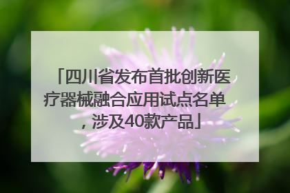 四川省发布首批创新医疗器械融合应用试点名单，涉及40款产品