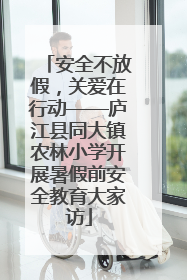 安全不放假，关爱在行动——庐江县同大镇农林小学开展暑假前安全教育大家访