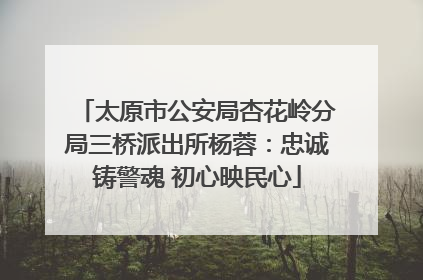 太原市公安局杏花岭分局三桥派出所杨蓉：忠诚铸警魂 初心映民心