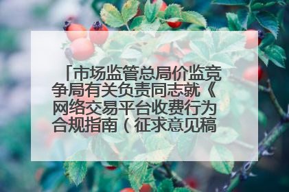 市场监管总局价监竞争局有关负责同志就《网络交易平台收费行为合规指南（征求意见稿）》答记者问