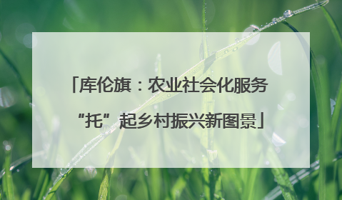 库伦旗：农业社会化服务“托”起乡村振兴新图景