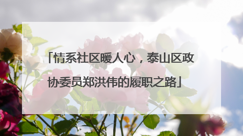 情系社区暖人心，泰山区政协委员郑洪伟的履职之路