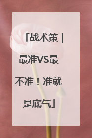 战术策｜最准VS最不准！准就是底气