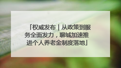 权威发布｜从政策到服务全面发力，聊城加速推进个人养老金制度落地