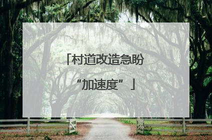 村道改造急盼“加速度”
