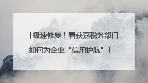 极速修复！看获嘉税务部门如何为企业“信用护航”