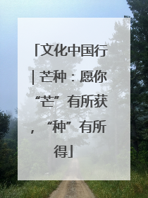 文化中国行｜芒种：愿你“芒”有所获，“种”有所得