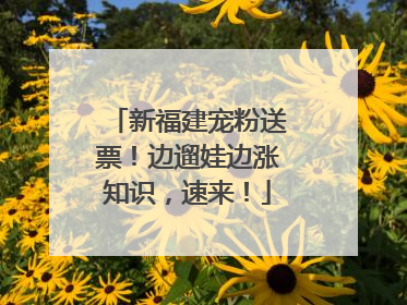 新福建宠粉送票！边遛娃边涨知识，速来！
