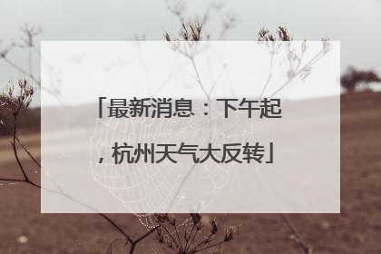 最新消息：下午起，杭州天气大反转