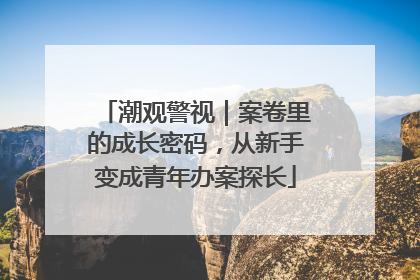 潮观警视｜案卷里的成长密码，从新手变成青年办案探长
