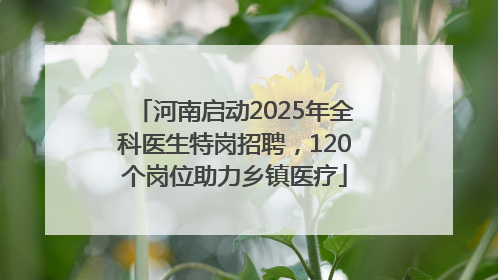 河南启动2025年全科医生特岗招聘，120个岗位助力乡镇医疗