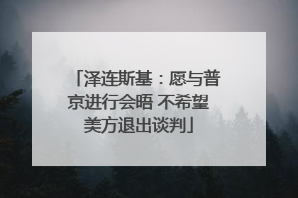 泽连斯基：愿与普京进行会晤 不希望美方退出谈判