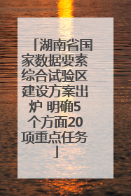 湖南省国家数据要素综合试验区建设方案出炉 明确5个方面20项重点任务