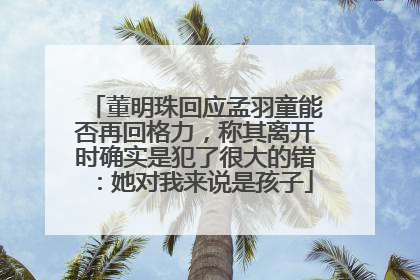 董明珠回应孟羽童能否再回格力，称其离开时确实是犯了很大的错：她对我来说是孩子