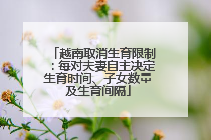 越南取消生育限制：每对夫妻自主决定生育时间、子女数量及生育间隔