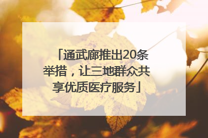 通武廊推出20条举措，让三地群众共享优质医疗服务