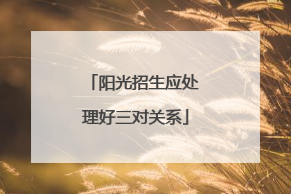 阳光招生应处理好三对关系