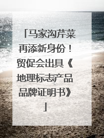 马家沟芹菜再添新身份！贸促会出具《地理标志产品品牌证明书》