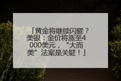 黄金将继续闪耀？美银：金价将涨至4000美元，“大而美”法案是关键！