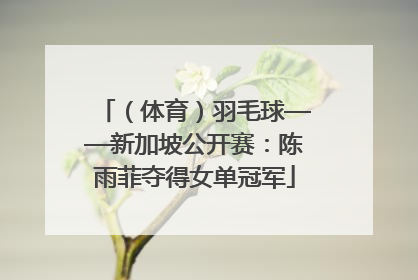 （体育）羽毛球——新加坡公开赛：陈雨菲夺得女单冠军