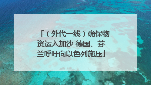 （外代一线）确保物资运入加沙 德国、芬兰呼吁向以色列施压