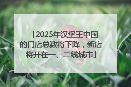 2025年汉堡王中国的门店总数将下降，新店将开在一、二线城市